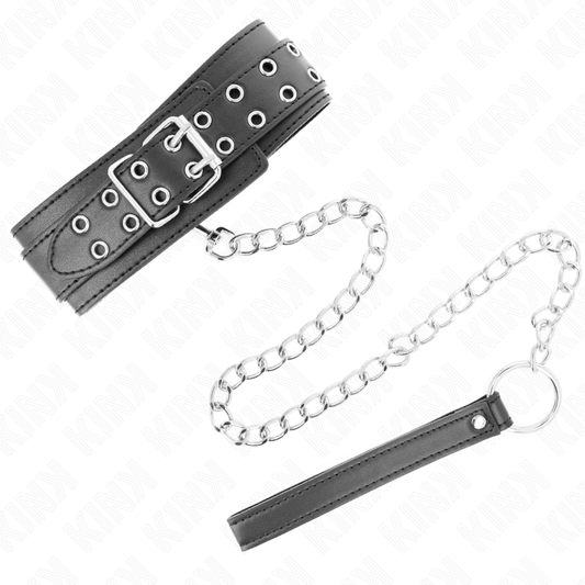 KINK - COLLAR WITH BRACELET 65 CM ADJUSTABLE SILVER BUCKLES 33-46 CM X 5.5 CM