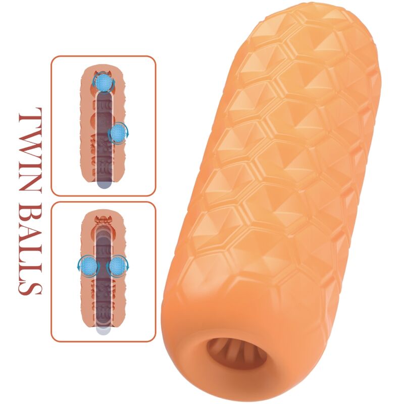 PRETTY LOVE - ORANGE TWO-BALL MALE MASTURBATOR