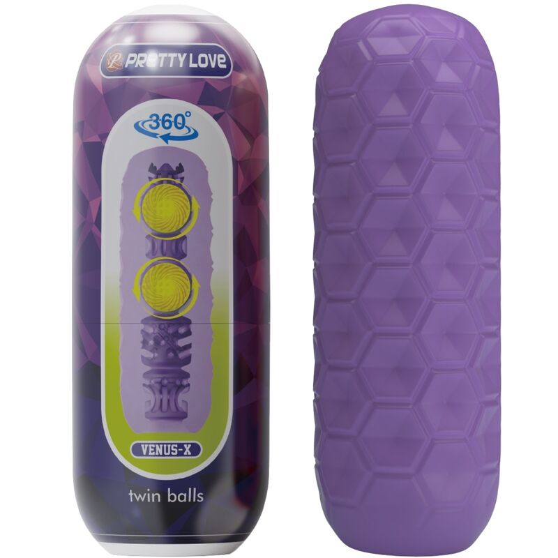 PRETTY LOVE - PURPLE DOUBLE BALL MALE MASTURBATOR
