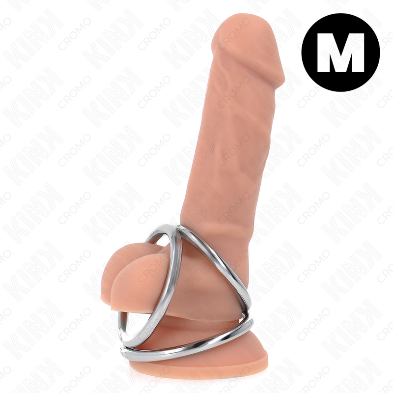 KINK - TRIPLE CHROME METAL COCK RING 3.8CM TO 5CM MODEL 2