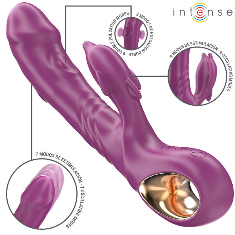 INTENSE - HALLE MULTIFUNCTION VIBRATOR WITH STIMULATING TONGUE PURPLE DOLPHIN