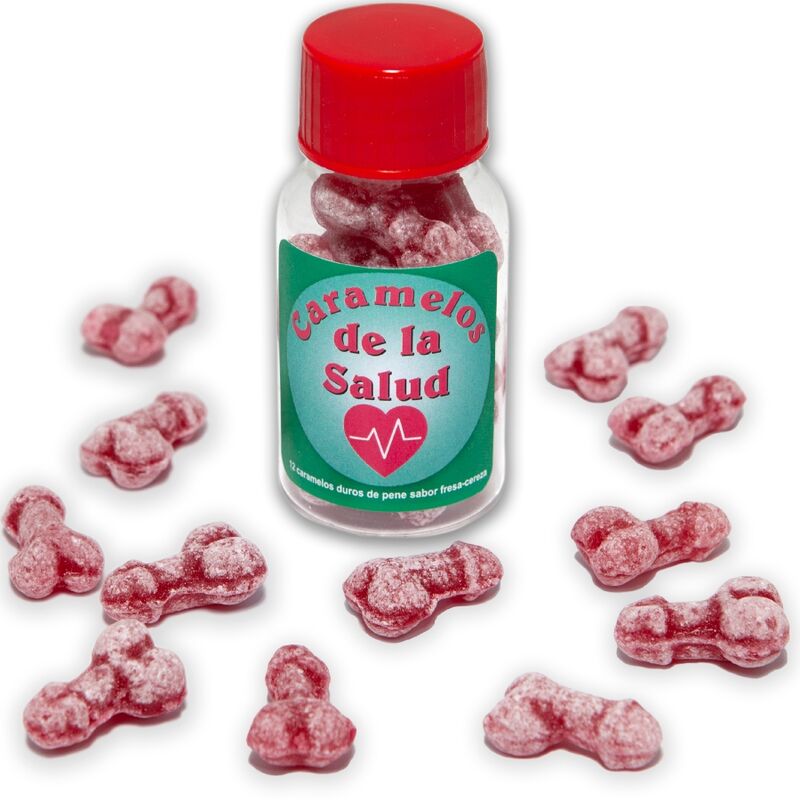 DIABLO PICANTE - 12 STRAWBERRY/CHERRY PENIS-SHAPED HEALTH CANDIES