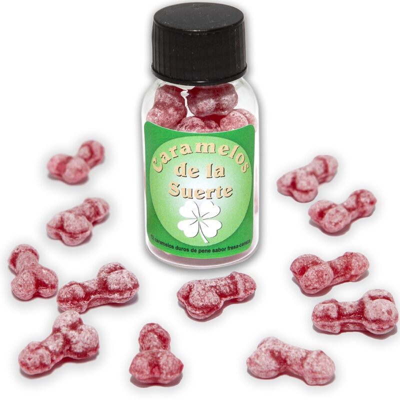 DIABLO PICANTE - 12 STRAWBERRY/CHERRY PENIS-SHAPED LUCKY CANDIES