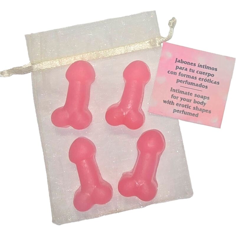 DIABLO PICANTE - 4 MINI SCENTED SOAPS IN THE SHAPE OF A PINK PENIS