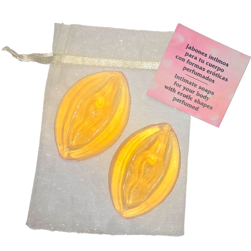 DIABLO PICANTE - 2 YELLOW VAGINA-SHAPED SCENTED SOAPS