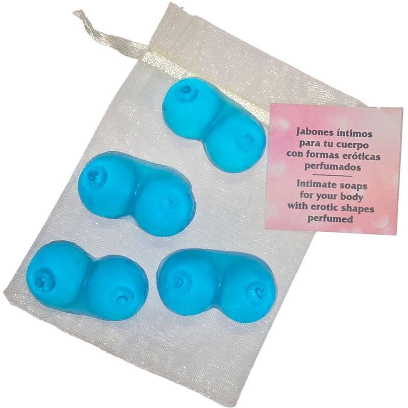 DIABLO PICANTE - 4 MINI BLUE BREAST-SHAPED SCENTED SOAPS