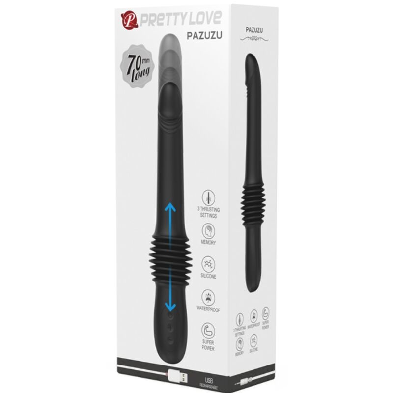 PRETTY LOVE - PAZUZU VIBRATOR 3 THRUSTING MODES BLACK