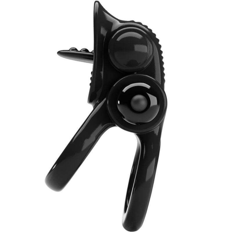 PRETTY LOVE - PASSIONATE RING ANILLO VIBRADOR DOBLE + ESTIMULADOR DE CLÍTORIS NEGRO