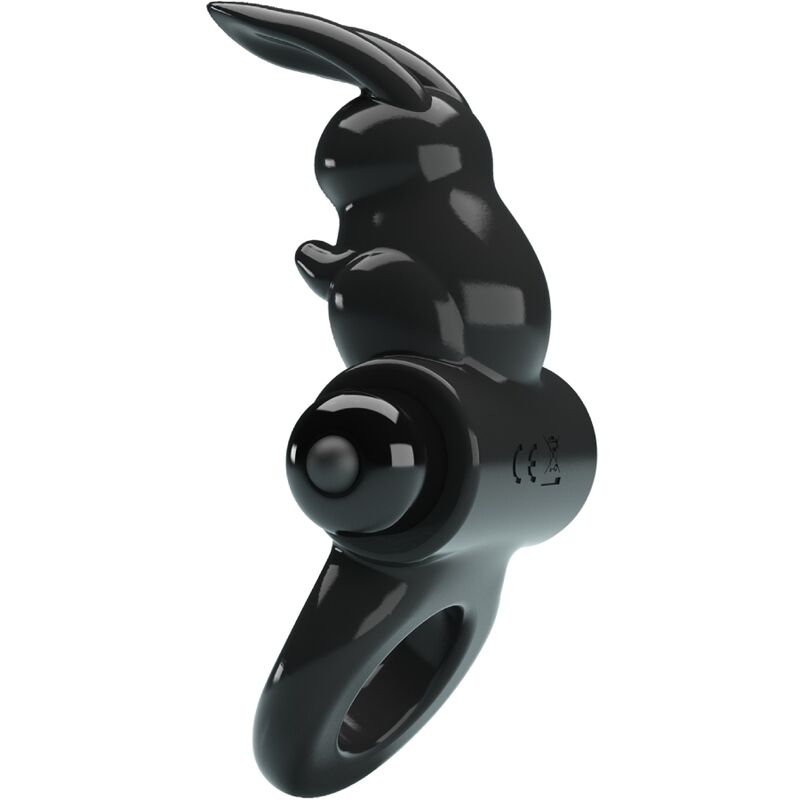 PRETTY LOVE - ANILLO VIBRADOR CONEJO, 10 VIBRACIONES, NEGRO