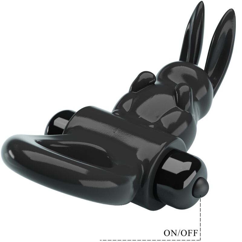 PRETTY LOVE - ANILLO VIBRADOR CONEJO, 10 VIBRACIONES, NEGRO