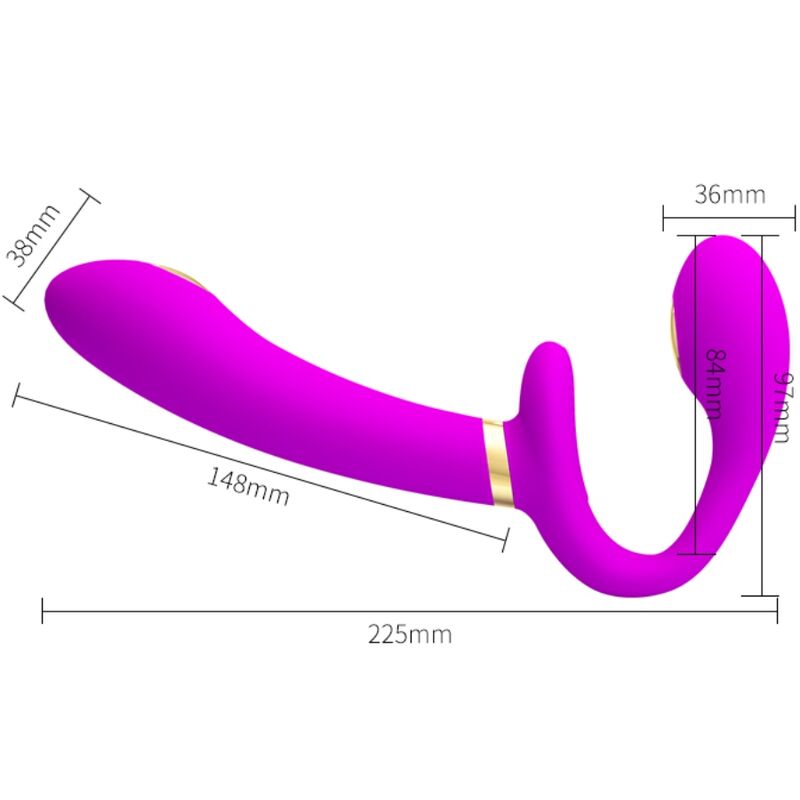 PRETTY LOVE - THUNDERBIRD DOUBLE STRAP-ON VIBRATOR WITH REMOTE CONTROL PURPLE