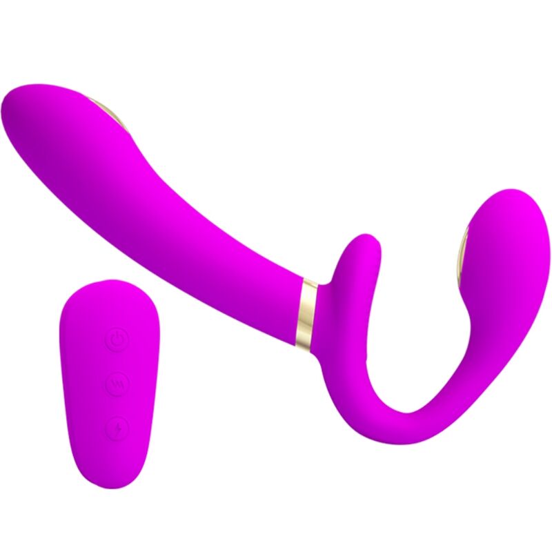 PRETTY LOVE - THUNDERBIRD DOUBLE STRAP-ON VIBRATOR WITH REMOTE CONTROL PURPLE