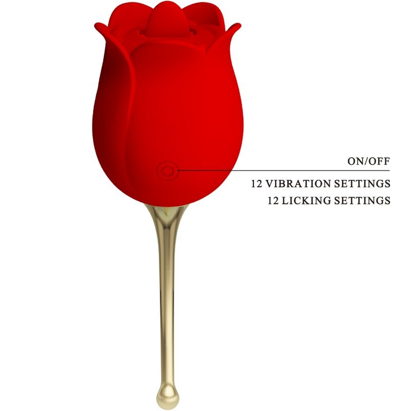 PRETTY LOVE - ROSE LOVER CLITORIS STIMULATOR PINK 12 VIBRATIONS RED