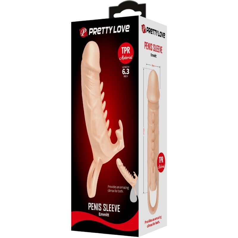 PRETTY LOVE - EMMIT PENIS SLEEVE + FLESH CLITORIS STIMULATOR