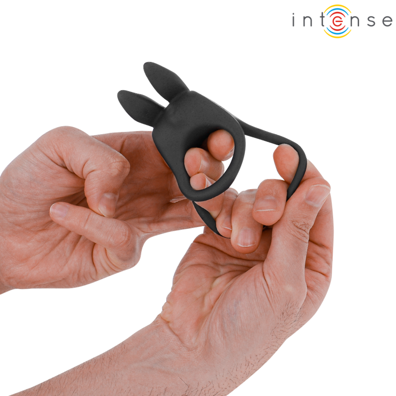 INTENSE - SAM DOUBLE PENIS RING VIBRATOR 10 VIBRATIONS BLACK