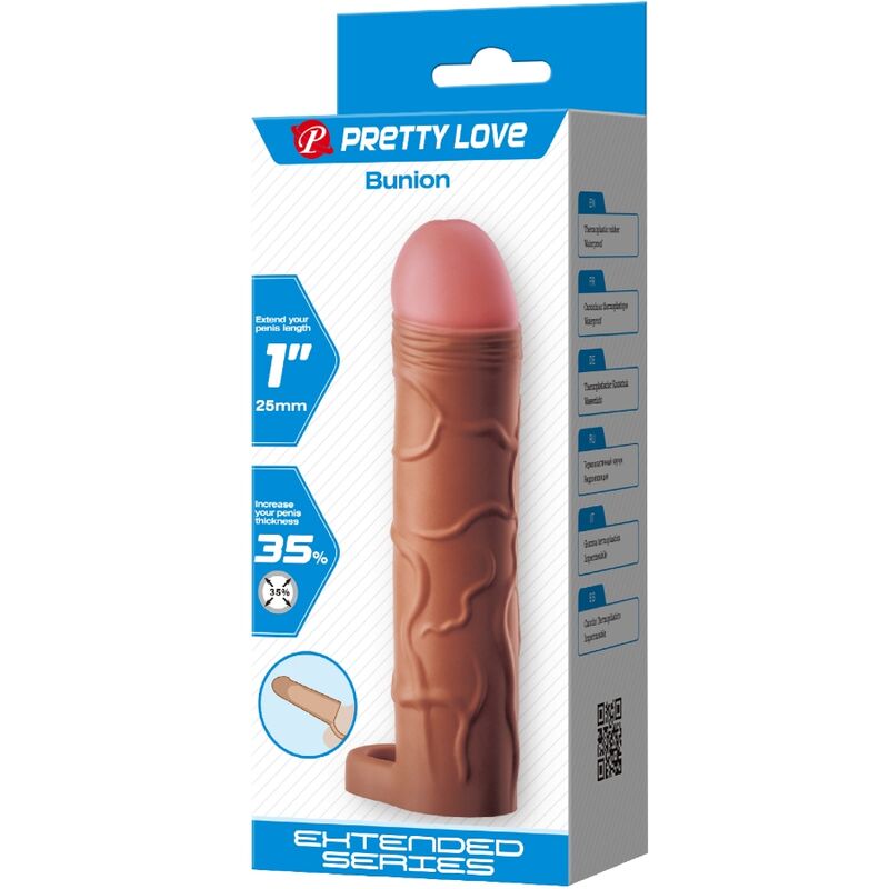 PRETTY LOVE - 2.5CM MULATTO ONION PENIS SLEEVE WITH EXTENSION