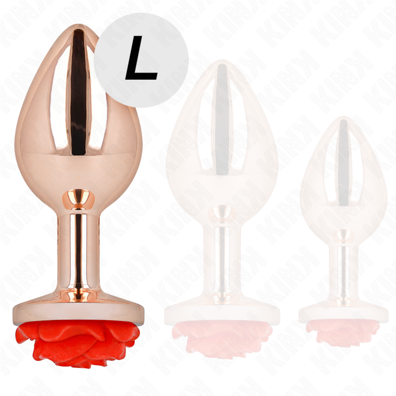 KINK - ROSE GOLD ANAL PLUG WITH RED ROSE L