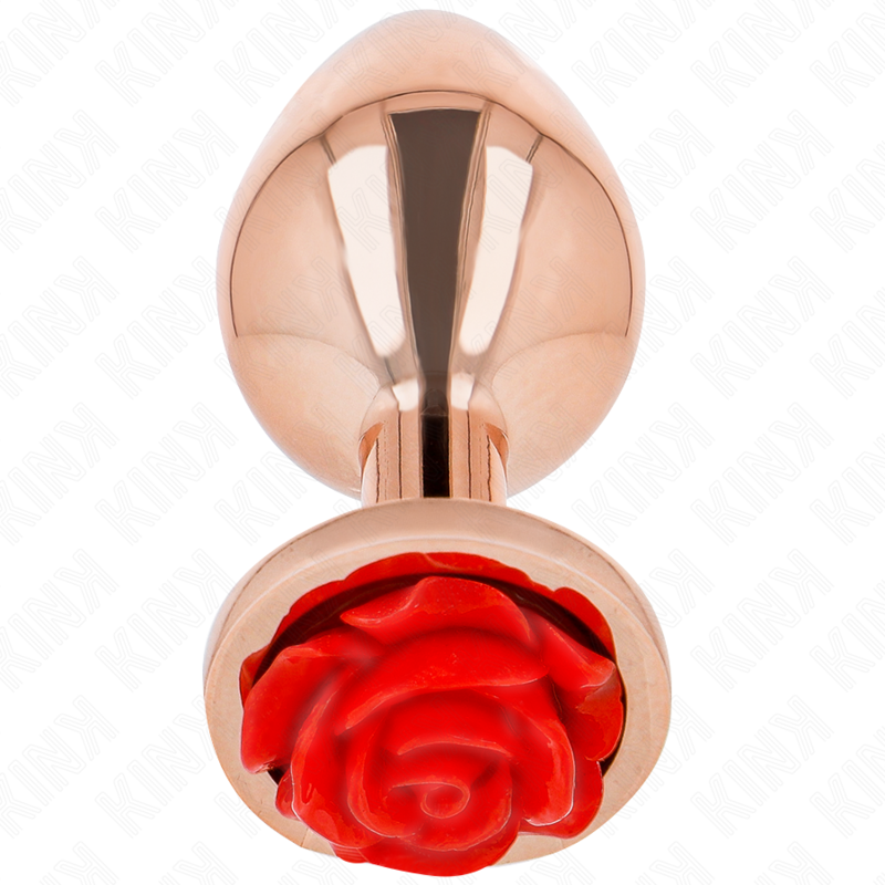 KINK - ROSE GOLD ANAL PLUG WITH RED ROSE M