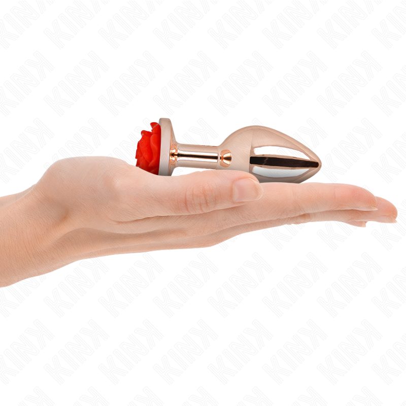 KINK - ROSE GOLD ANAL PLUG WITH RED ROSE M