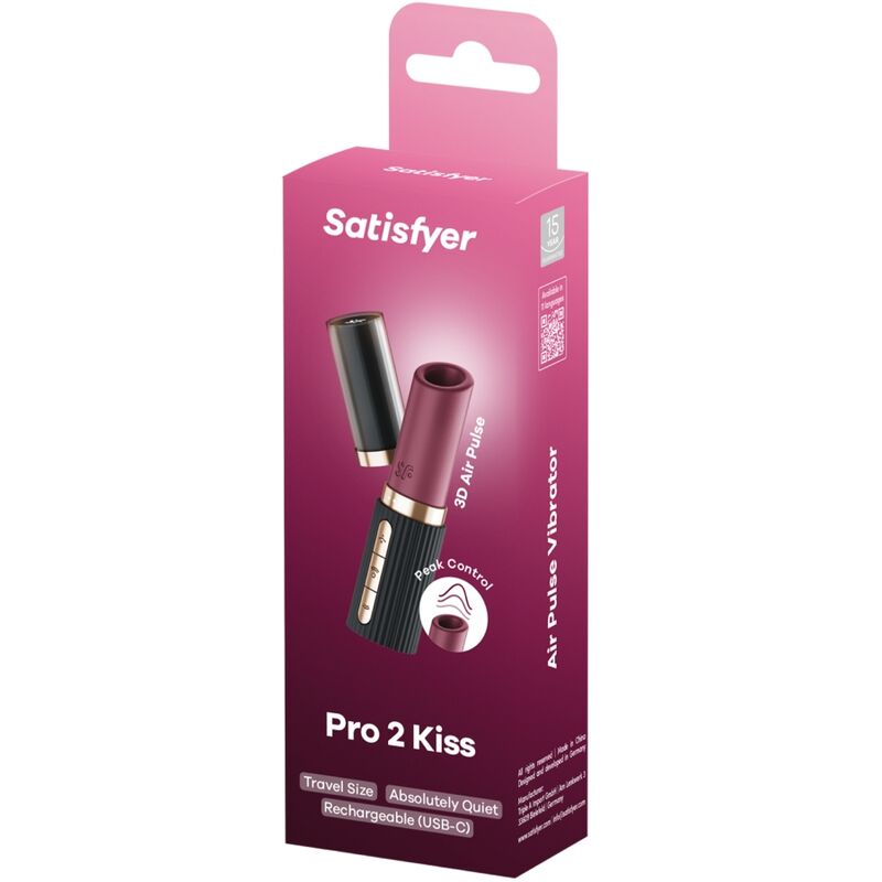 SATISFYER - KISS WAVE PRO 2 CLITORAL STIMULATOR GARNET / BLACK