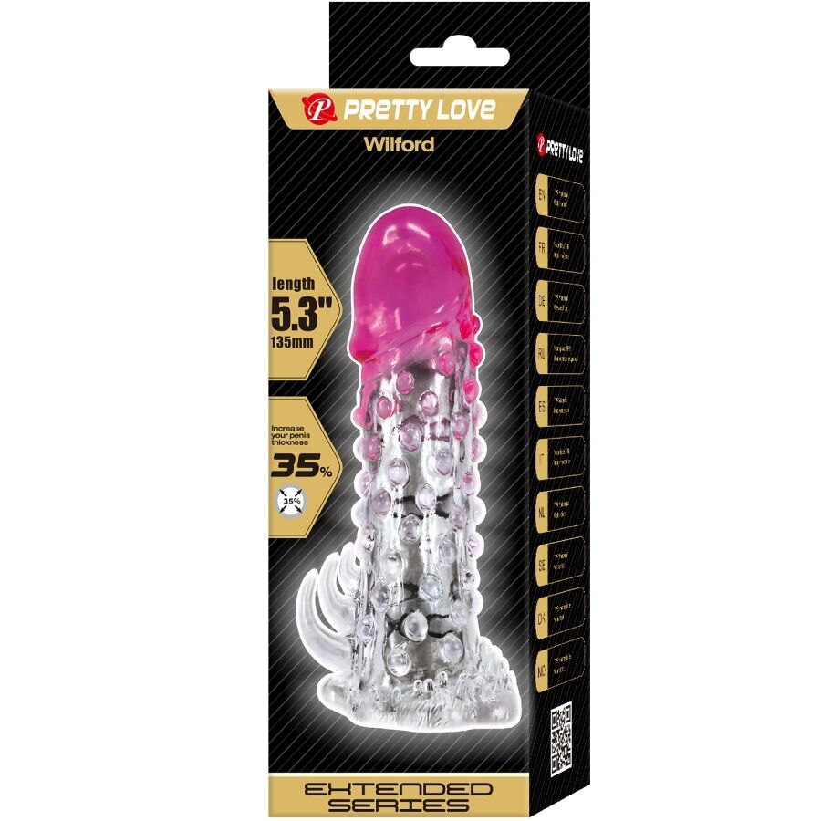 PRETTY LOVE - WILFORD REALISTIC ENLARGEMENT SHEATH WITH PINK EMBOSSED PENIS