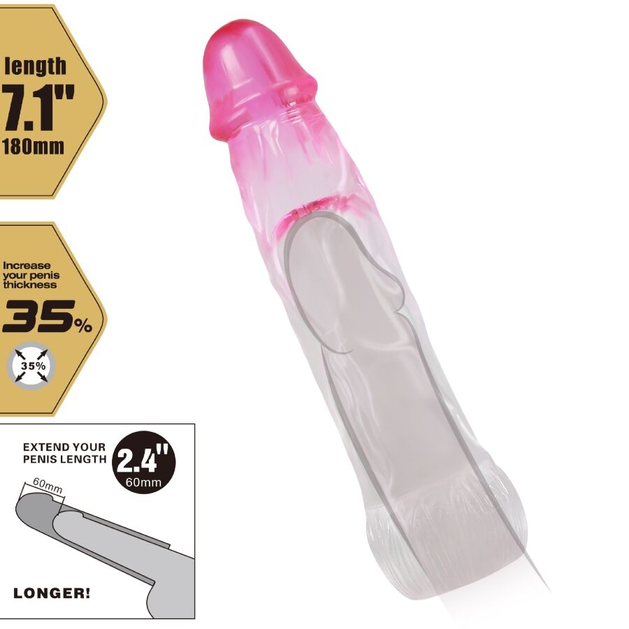 PRETTY LOVE - NERON 6 CM REALISTIC PENIS ENLARGEMENT SHEATH PINK