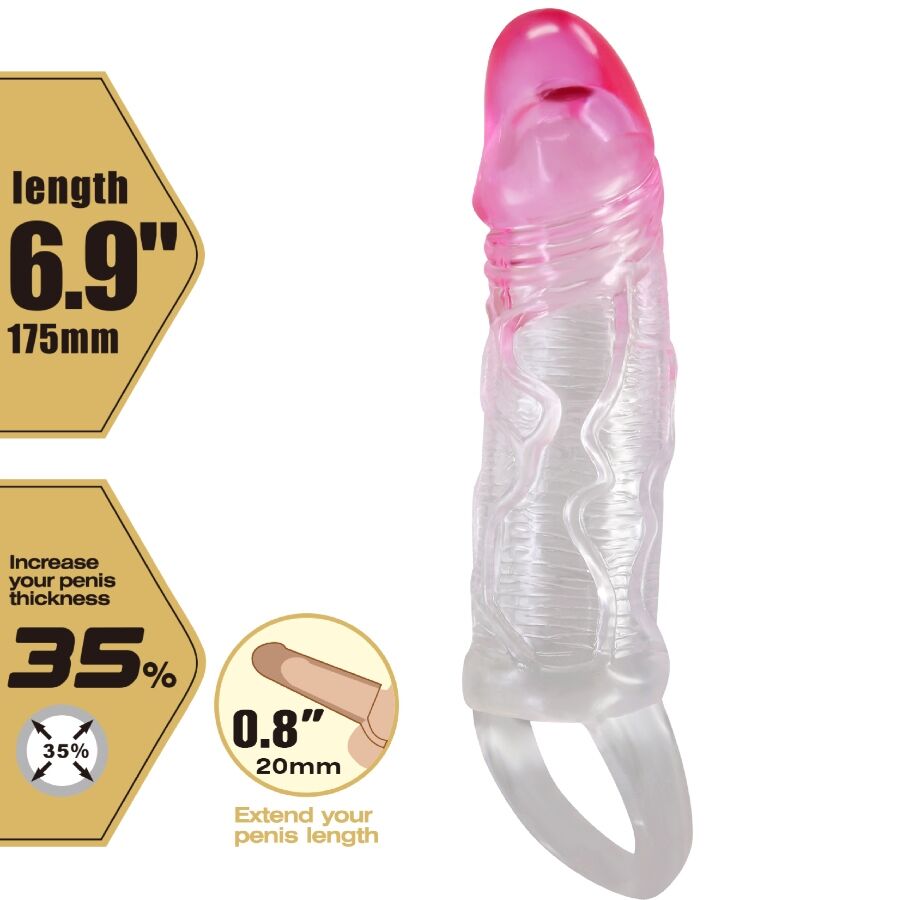 PRETTY LOVE - ODES 2 CM REALISTIC PINK PENIS ENLARGEMENT SHEATH