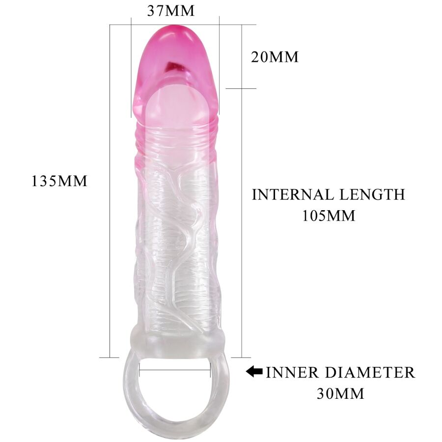 PRETTY LOVE - ODES 2 CM REALISTIC PINK PENIS ENLARGEMENT SHEATH