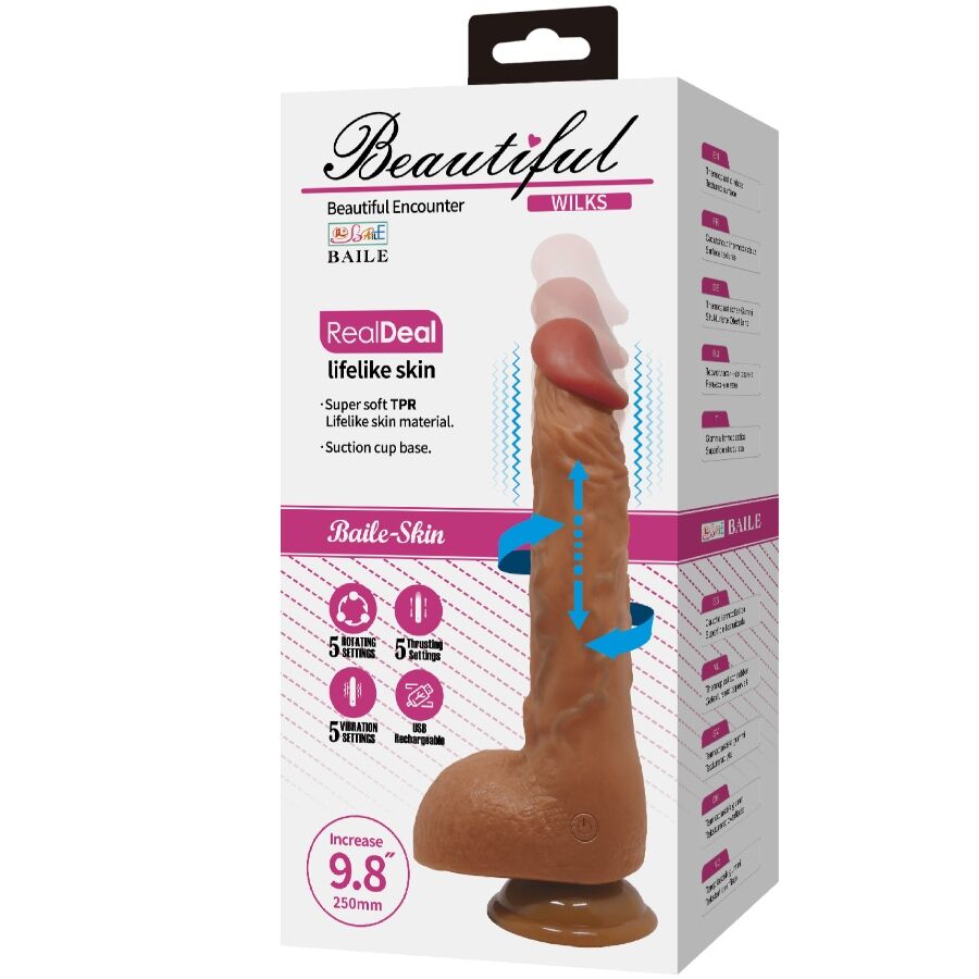 BAILE - MAGNIFICENT REALISTIC VIBRATOR WILKS 5 SETTINGS 25 CM MULATO