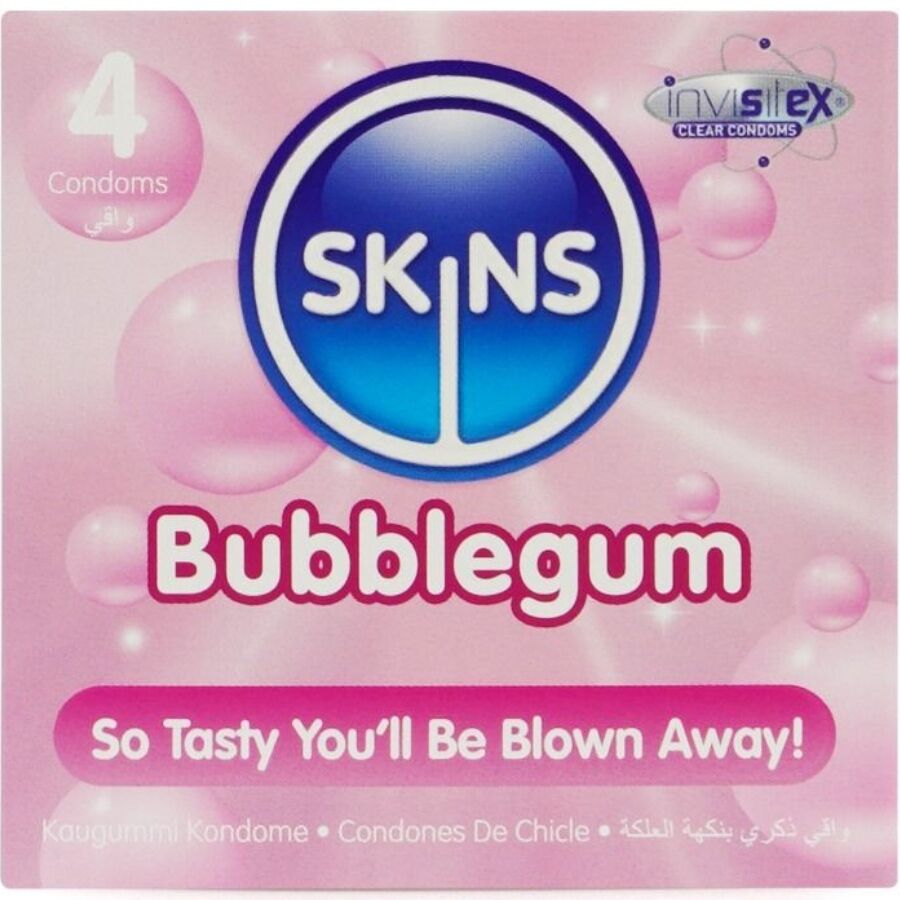 SKINS - PACK DE 4 PRÉSERVATIFS BUBBLEGUM PREMIUM