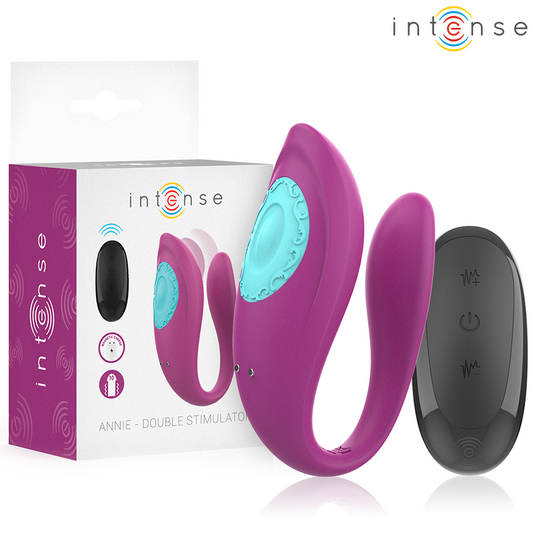 INTENSE - ANNIE VIBRATEUR ET STIMULATEUR EN U VIOLET TÉLÉCOMMANDE