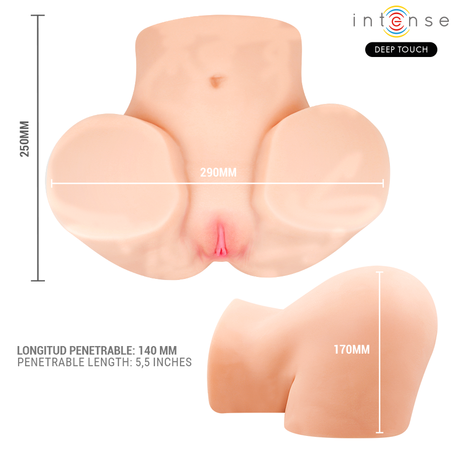 INTENSE DEEP TOUCH - MASTURBATEUR ANAL ET VAGINAL GINGER AVEC SUCCION, CHALEUR, VIBRATION ET EFFETS VOCAUX, TÉLÉCOMMANDE INCLUSE, 5,3 KG