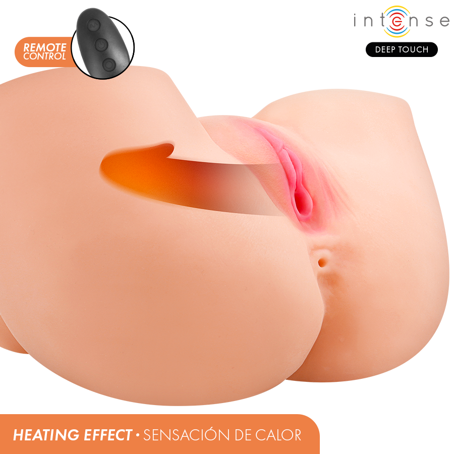 INTENSE DEEP TOUCH - MASTURBATEUR ANAL ET VAGINAL GINGER AVEC SUCCION, CHALEUR, VIBRATION ET EFFETS VOCAUX, TÉLÉCOMMANDE INCLUSE, 5,3 KG