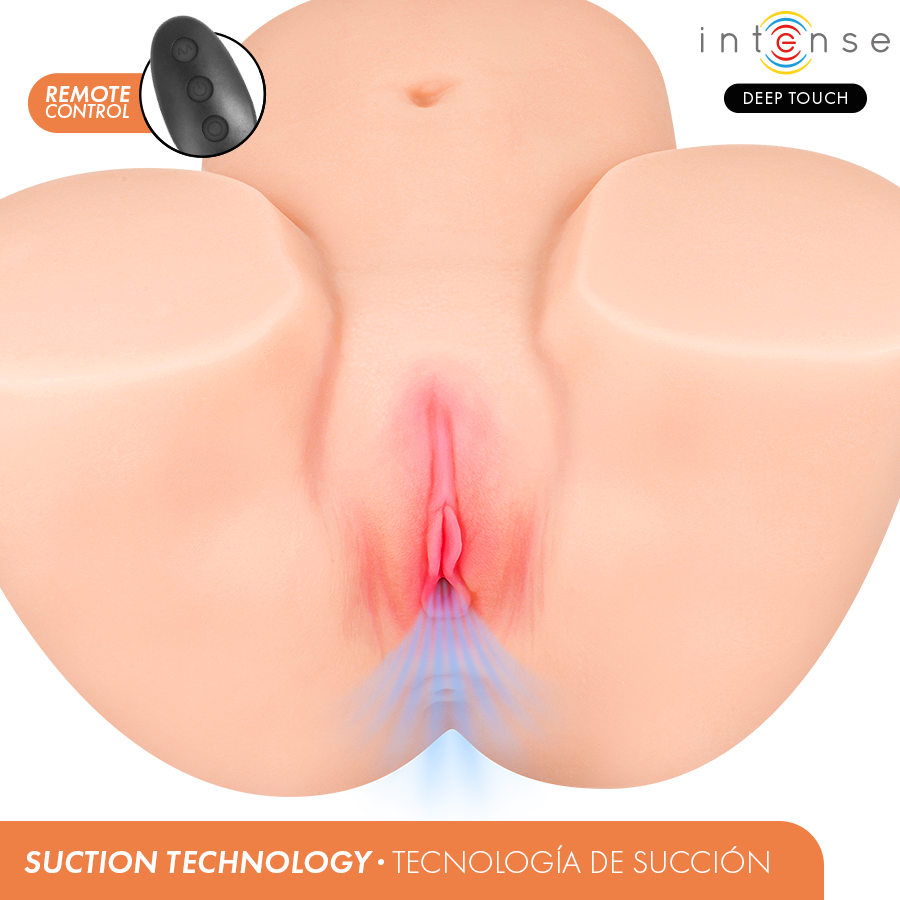 INTENSE DEEP TOUCH - MASTURBATEUR ANAL ET VAGINAL GINGER AVEC SUCCION, CHALEUR, VIBRATION ET EFFETS VOCAUX, TÉLÉCOMMANDE INCLUSE, 5,3 KG