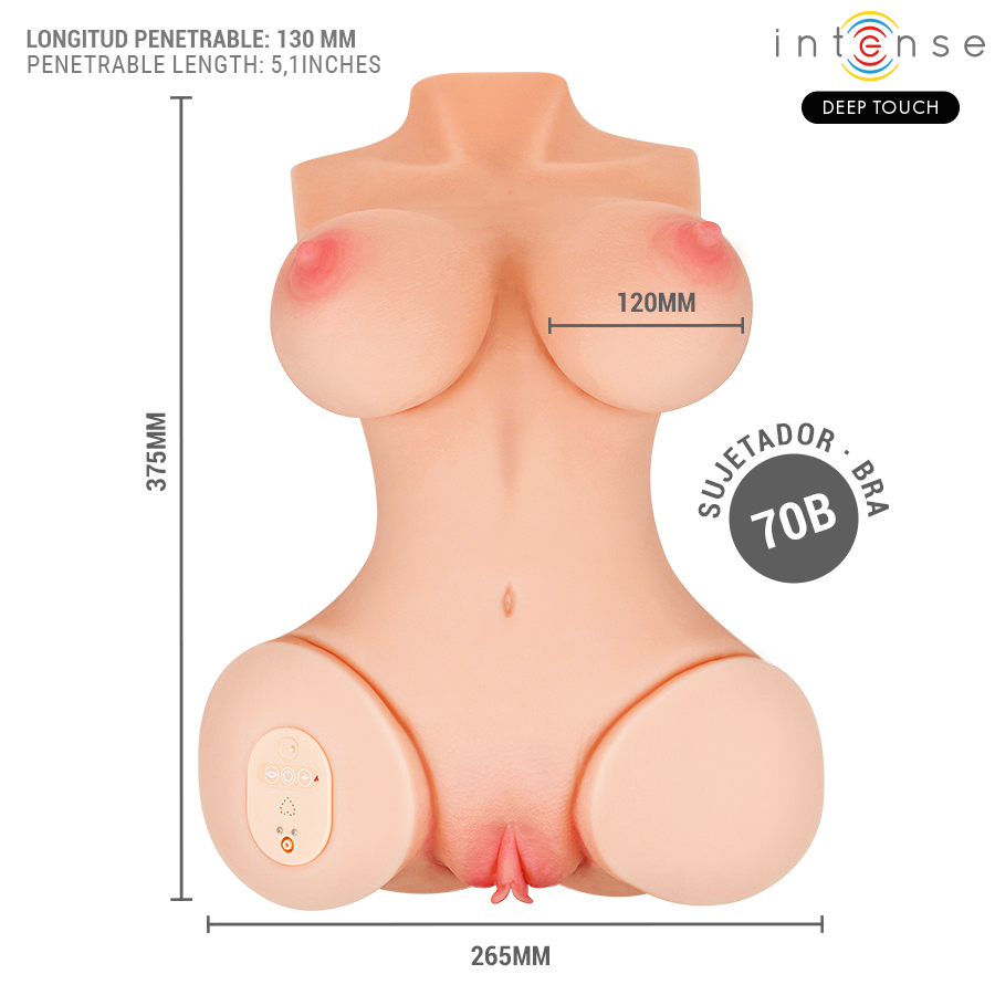 INTENSE DEEP TOUCH - VERO TORSE, ANUS ET VAGIN AVEC SUCCION, CHALEUR, VIBRATION ET EFFETS VOCAUX AVEC TÉLÉCOMMANDE 5,5 KG