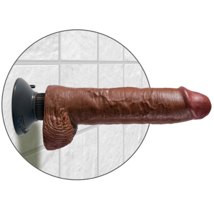KING COCK - VIBRATOR DILDO WITH TESTICLES 25.5 CM BROWN COLOR