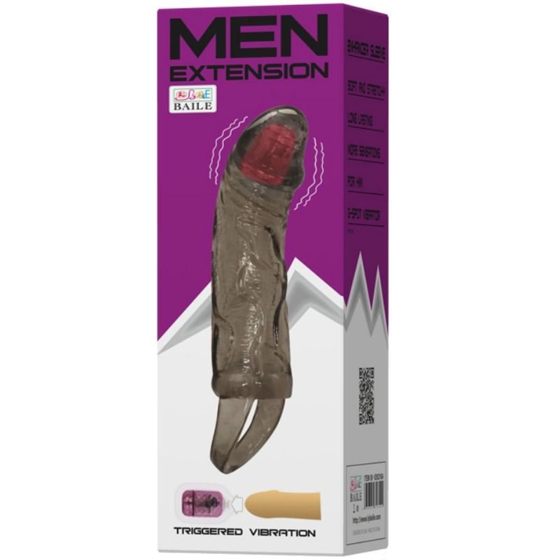 BAILE - PENIS EXTENDER SHEATH WITH VIBRATION AND TESTILE STRAP 13.5 CM