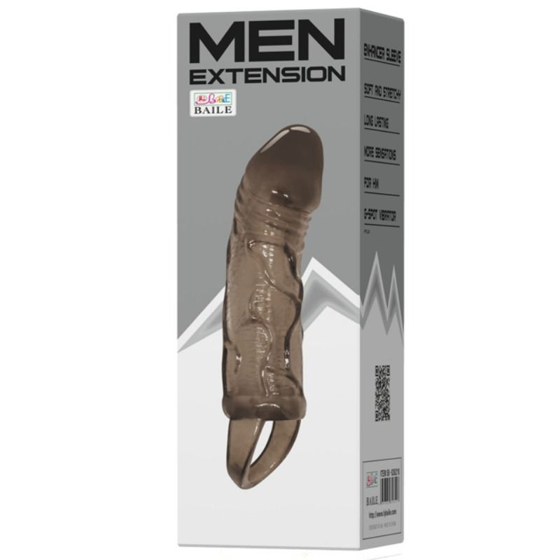 BAILE - PENIS EXTENDER COVER WITH TESTILE STRAP BLACK 13.5 CM