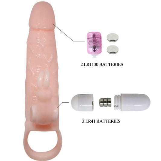 BAILE - BRAVE MAN PENIS COVER WITH RABBIT FLESH AND DUAL MOTOR 16.5 CM