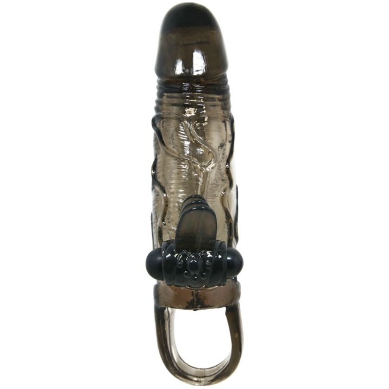 BAILE - BRAVE MAN PENIS COVER WITH CLITORISM AND ANAL STIMULATION DOUBLE BULLET BLACK 16.5 CM