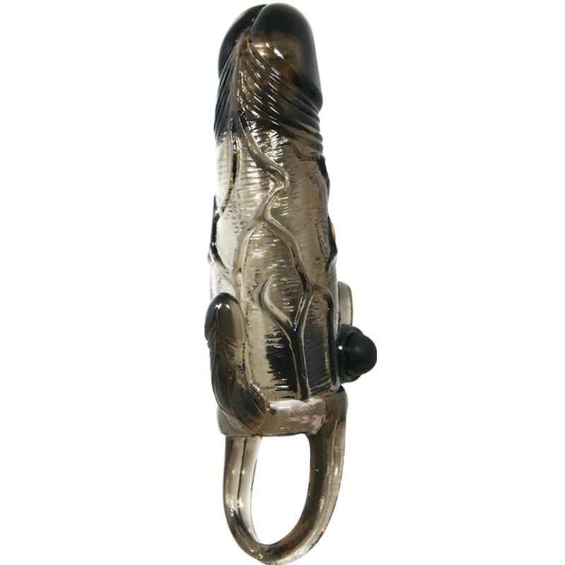 BAILE - BRAVE MAN PENIS COVER WITH CLITORISM AND ANAL STIMULATION DOUBLE BULLET BLACK 16.5 CM