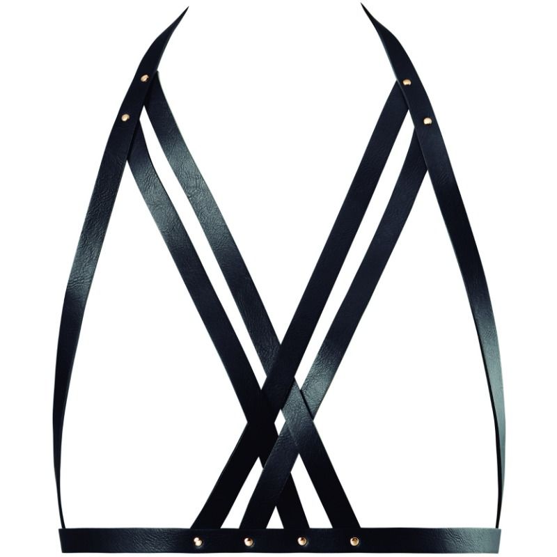 BIJOUX INDISCRETS MAZE - BLACK HARNESS HALTER BRA