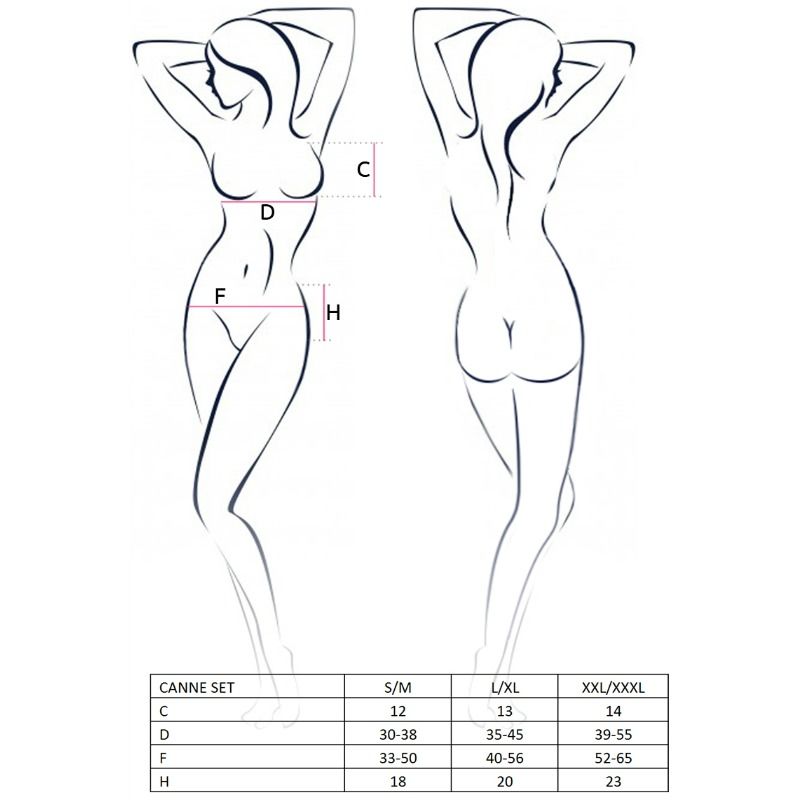 PASSION - WOMEN'S BLACK CANE SET SIZE S/M