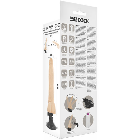 BASECOCK - VIBRATEUR RÉALISTE TÉLÉCOMMANDE NOIR 19 CM -O- 4 CM
