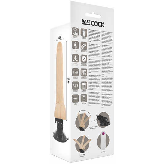 BASECOCK - VIBRATEUR ARTICULABLE TÉLÉCOMMANDE NOIR 18.5 CM -O- 4 CM
