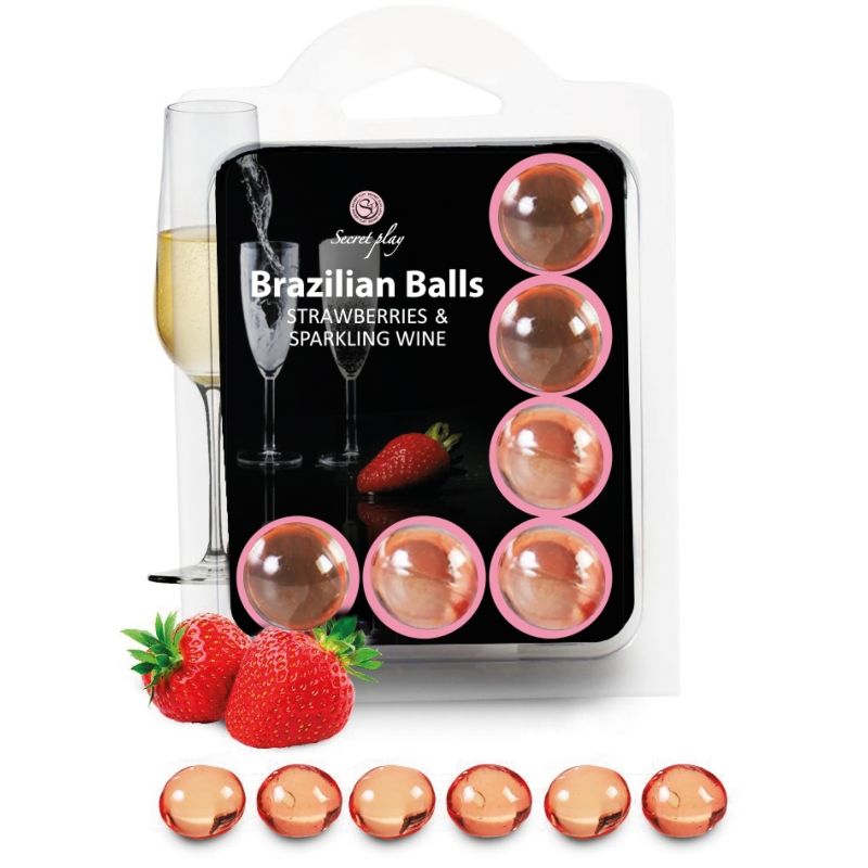 SECRETPLAY - SET OF 6 BRAZILIAN STRAWBERRY BALLS WITH CAVA