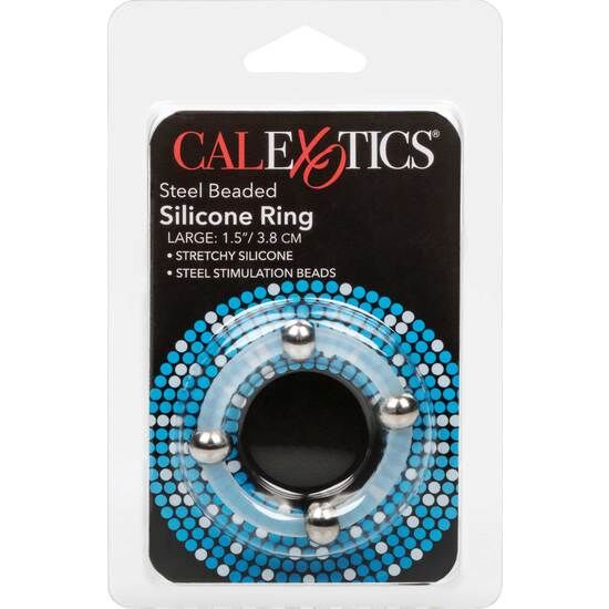 CALEXOTICS - BEADED SILICONE RING STEEL L