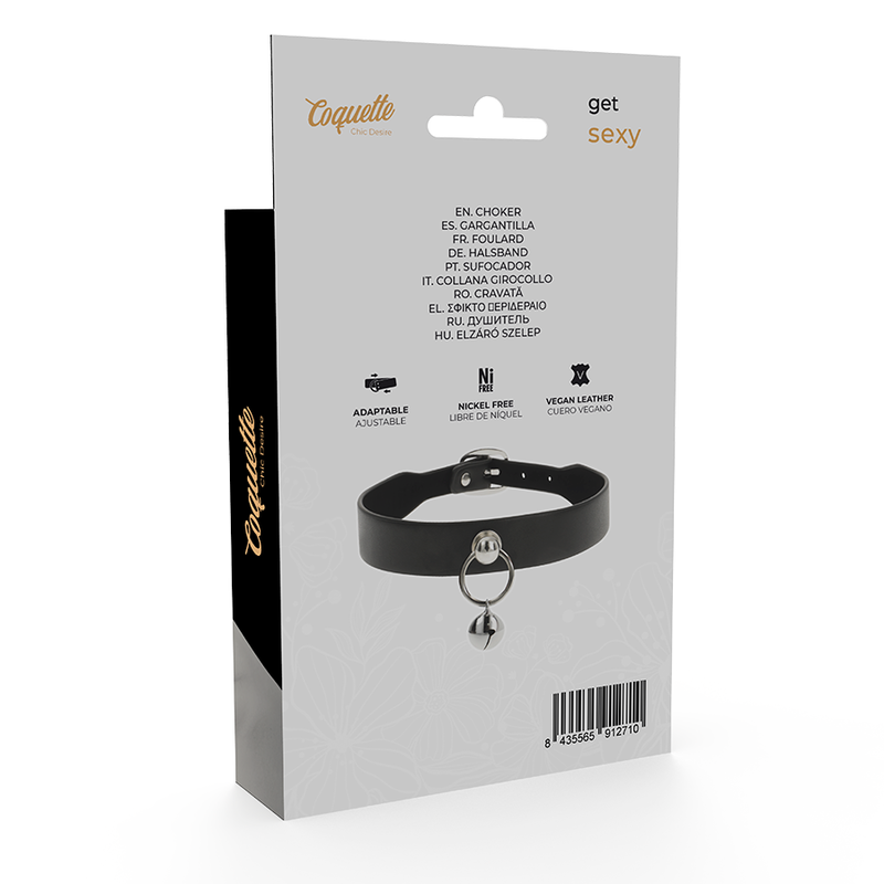 COQUETTE CHIC DESIRE - WOMEN'S VEGAN LEATHER NECKLACE ACCESSORY RATTLE/HOOP