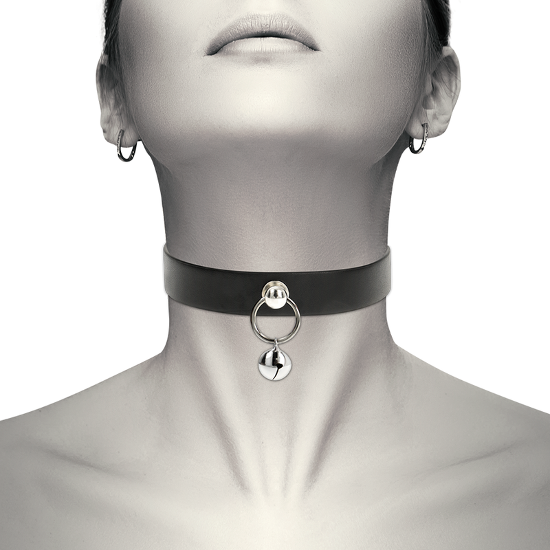 COQUETTE CHIC DESIRE - WOMEN'S VEGAN LEATHER NECKLACE ACCESSORY RATTLE/HOOP